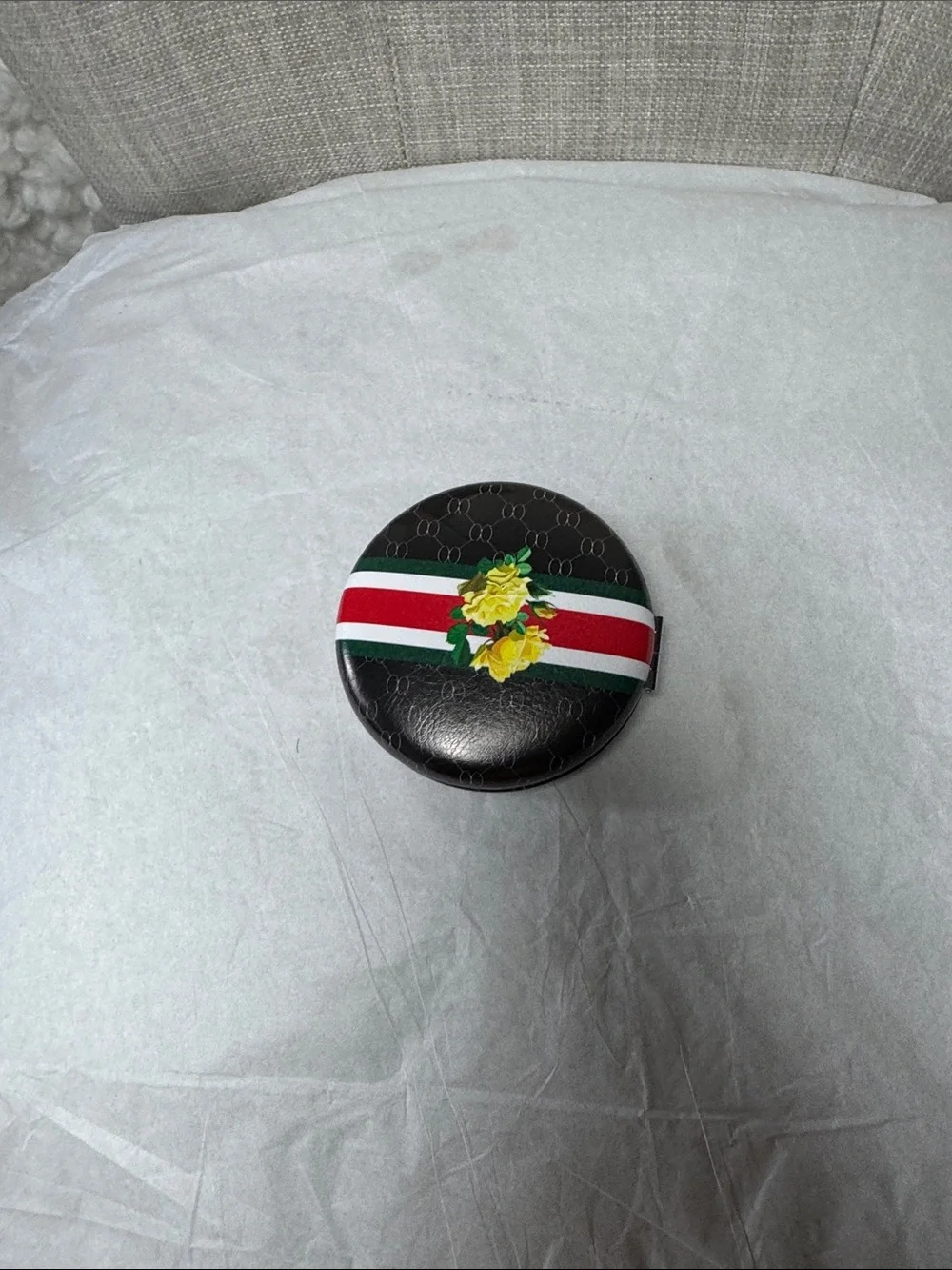 Round compact fashion Floral Stripe mirror